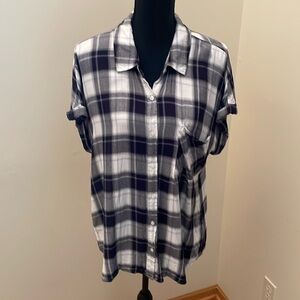 Cosmic Blue Love Ava Button Down Top, Navy, XL